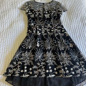 Adrianna Papell black embellished sheer midi dress